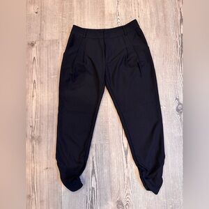 Parker Navy Blue Pleated Front Trousers with Pockets